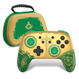 Manette nintendo switch oled vert doré avec design zelda totk pour une expérience de jeu immersive