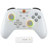 Manette pro gaming bluetooth switch 2 pc blanche avec sticks analogiques illuminés orange et vert et boutons gris idéale manette switch