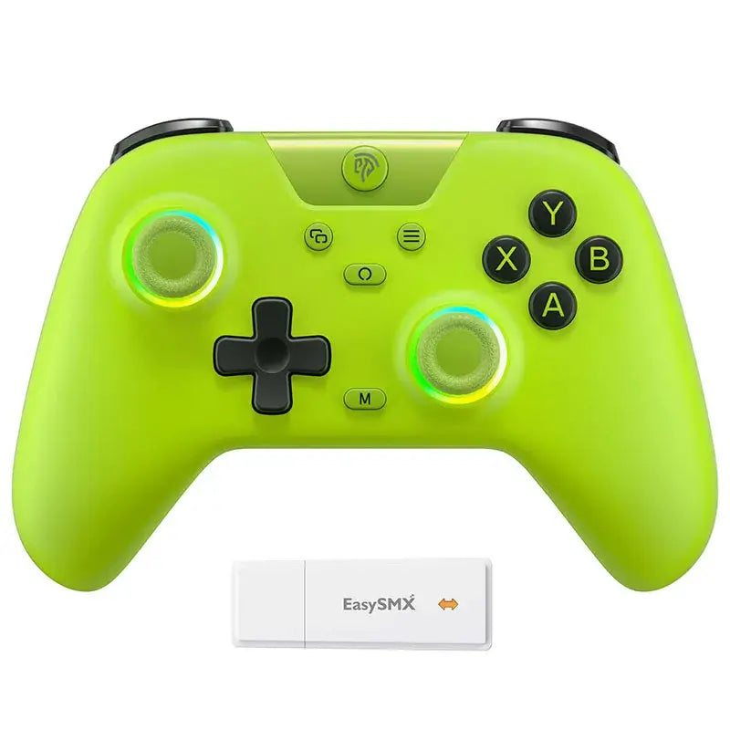 Manette pro gaming bluetooth switch 2 pc lime verte avec boutons noirs et rgb, compatible manette switch et manette xbox serie x