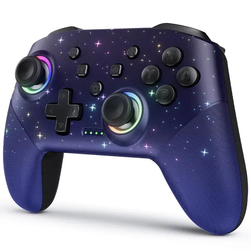 Manette switch pro deep blue avec design ciel étoilé et lumières rgb pour jeu immersive manette switch pro led univers