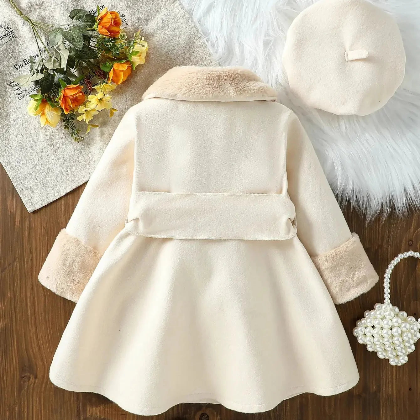 Girls' Coat with Fur Collar