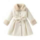 Girls' Coat with Fur Collar