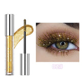 Mascara scintillant or doré longue tenue maquillage fête en tube transparent avec bouchon argenté de la marque qibest