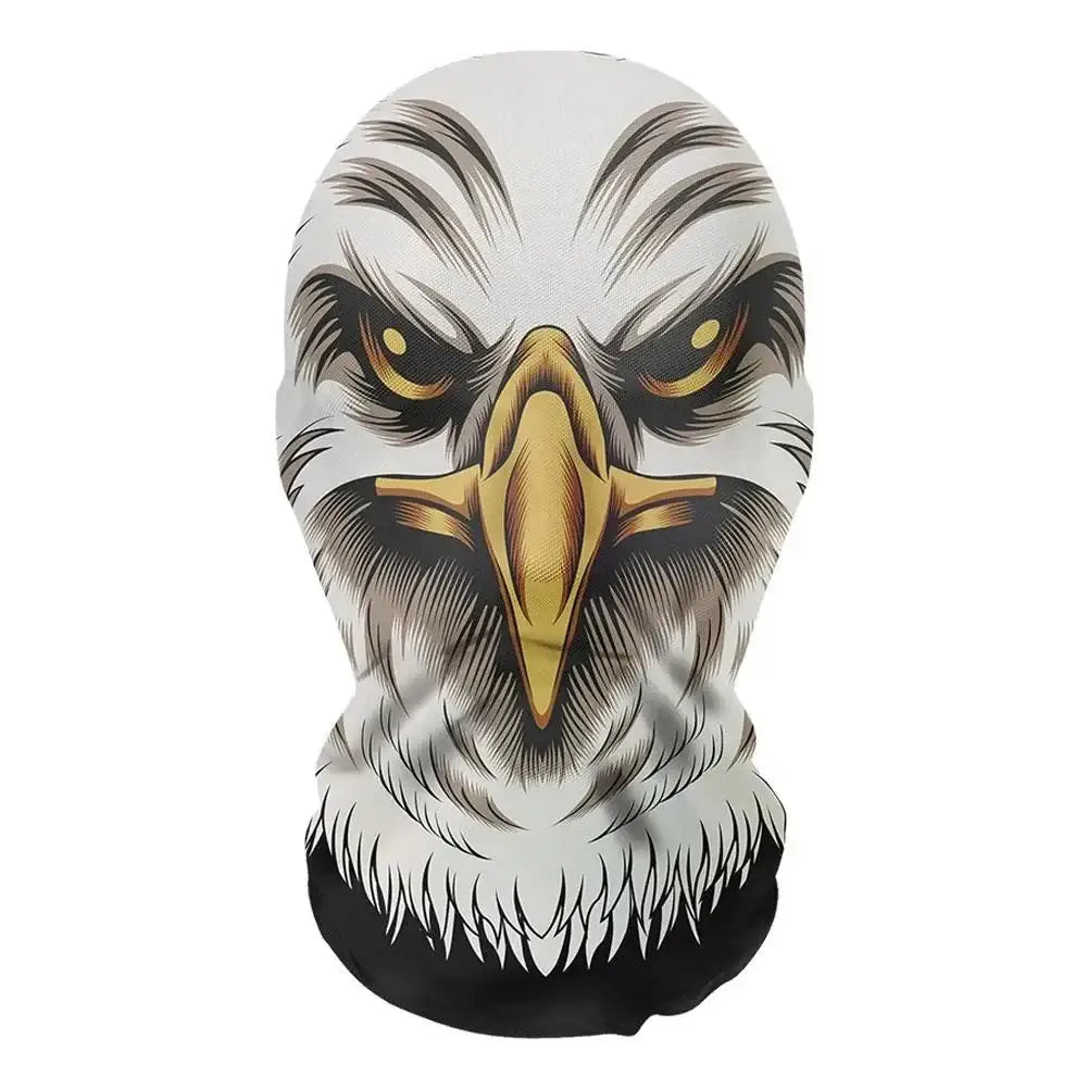 Masque collant horreur halloween visage aigle blanc et noir avec accents dorés motif crâne élégant et effrayant