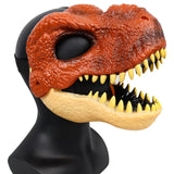 Masque de dinosaure à mâchoire mobile orange et beige avec dents jaunes sharp pour libre cours à l imagination