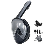 Masque de plongée avec tuba révolutionnaire noir full-face avec large lentille transparente pour respirez naturellement