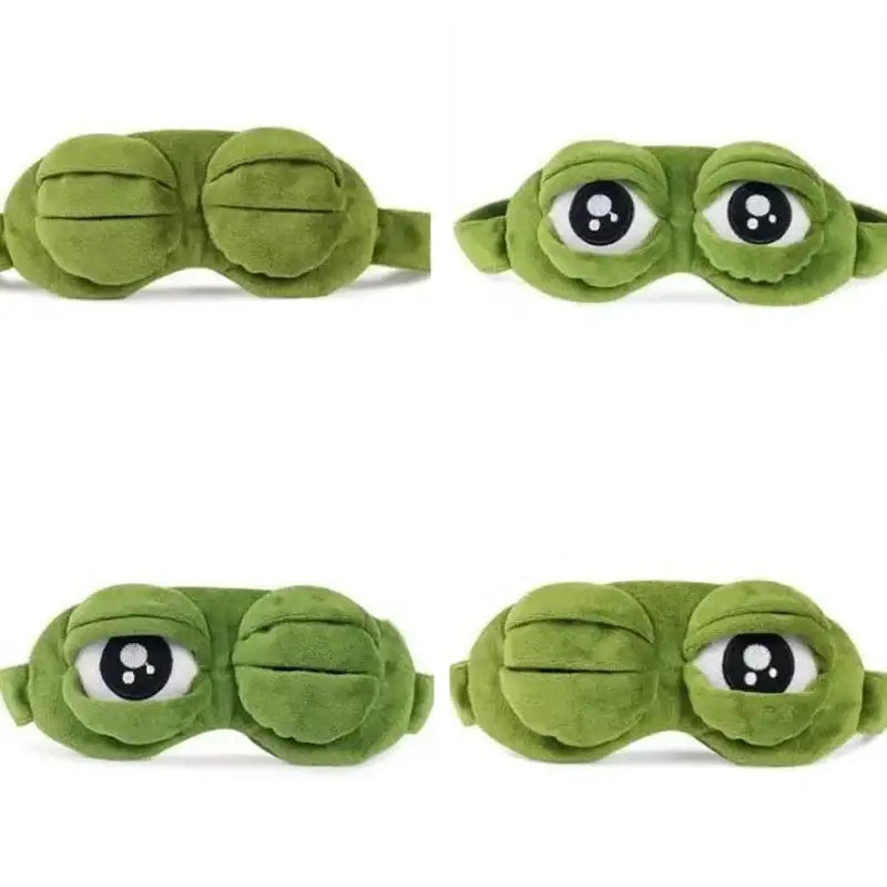 Masque de sommeil grenouille vert ultra-doux avec yeux brodés inspiré de pepe pour un sommeil réparateur