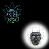 Masque halloween led rick sanchez avec lumières led bleues et vertes néon pour masques effrayants allient l’obscurité