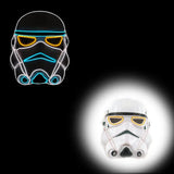 Masque halloween led néon stormtrooper à leds bleues et jaunes sur base noire et blanche, masques effrayants allient l’obscurité