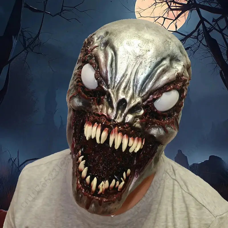 Horror Demon Mask White Eyes