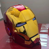 Masque iron man électrique casque en fer rouge et or brillant avec visière bleue illuminée pour collection ou cosplay