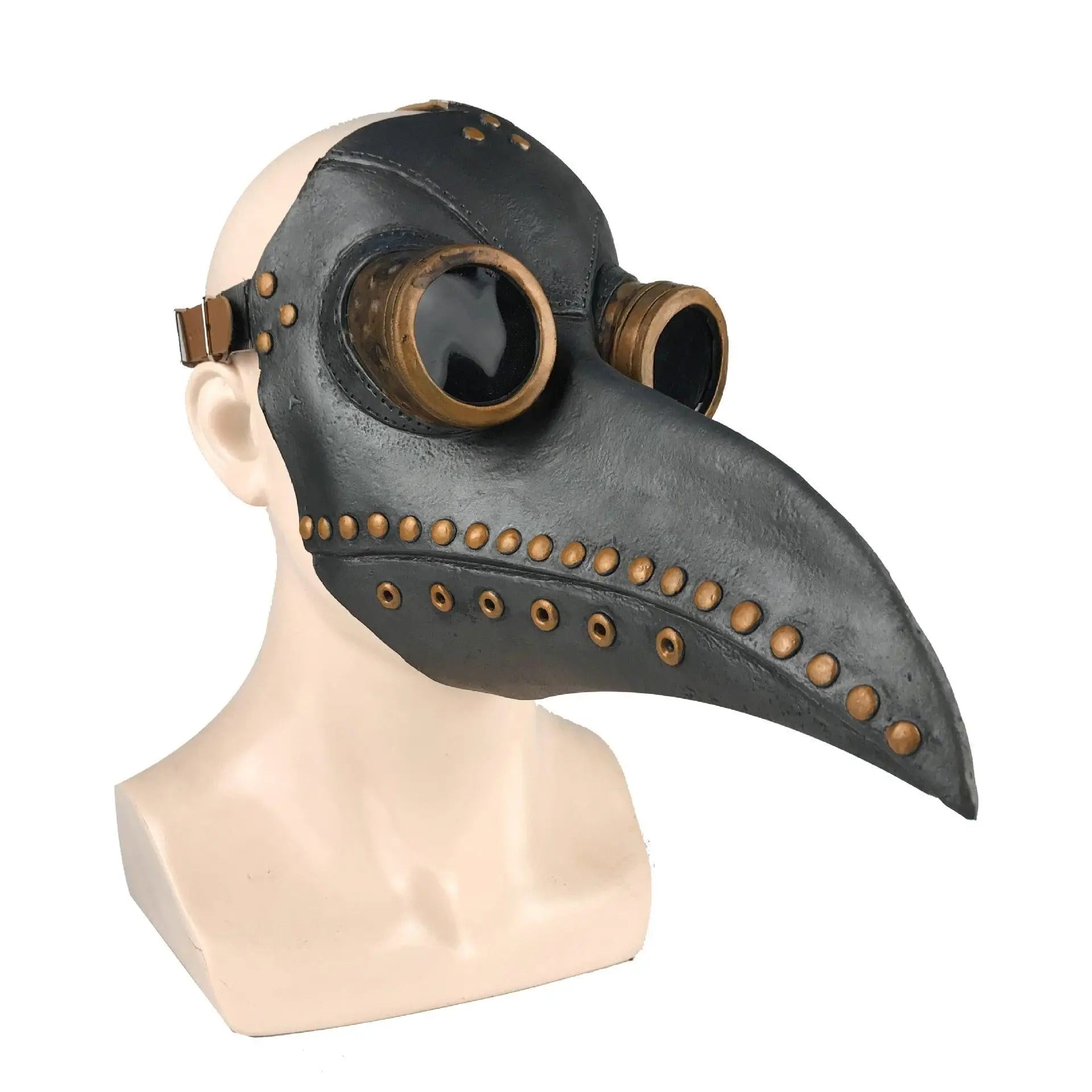 Masque latex halloween docteur steampunk halloween masque à bec steampunk en cuir noir avec détails en laiton et lunettes intégrées