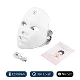 Masque visage led blanc avec bandeau réglable et câble usb pour led thérapie photons efficace et pratique