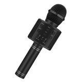 Microphone karaoké portable noir avec grille en maille et boutons de contrôle spécialement conçu pour enfants