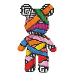 Figurine ours bearbrick mini-blocs vibrante pixelisée en blocs colorés emboîtables avec design patchwork