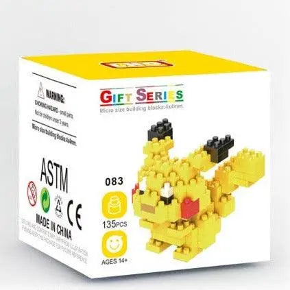Figurine jaune de pikachu en mini brique figurines pokémon construite en nano bricks micro-tailles