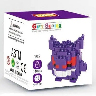 Mini brique figurines pokémon gengar micro blocks rouge et violet en nano bricks pour collection et assemblage