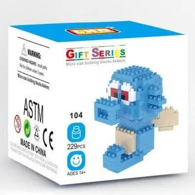 Figure en brique mini bleue avec yeux rouges et membres beiges dans la gamme brique figurines pokémon nano bricks