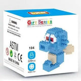 Figure en brique mini bleue avec yeux rouges et membres beiges dans la gamme brique figurines pokémon nano bricks