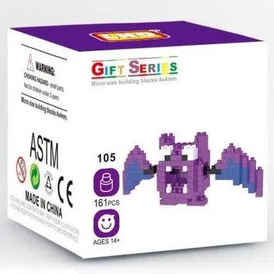 Mini brique figurines pokémon micro set violet en nano bricks représentant une chauve-souris en brique miniature