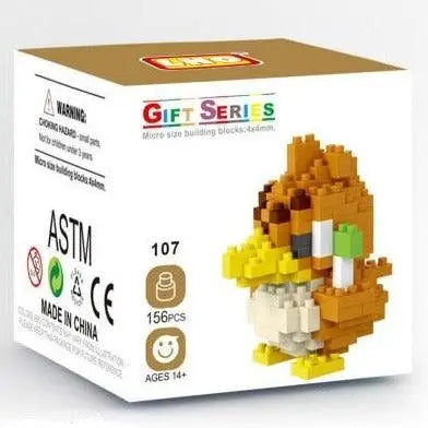 Figurine pikachu orange et jaune pixelisée en mini brique figurines pokémon en nano bricks microbriques