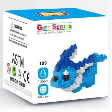 Modèle dauphin bleu et blanc en micro brique de la série cadeau mini brique figurines pokémon en nano bricks