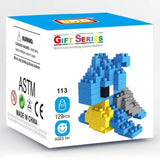 Ensemble mini brique figurines pokémon en micro brique bleu et jaune pour assembler une figurine pikachu