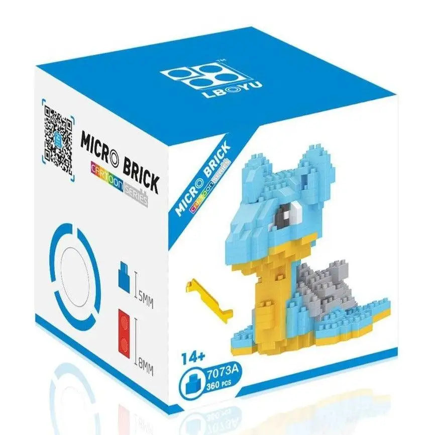 Mini brique figurines pokémon squirtle en micro brique bleu et jaune en style cartoon en nano bricks
