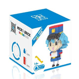 Mini brique figurines pokémon micro kit bleu et blanc personnage pixel bleu en uniforme policier en nano bricks