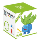 Boîte verte et blanche mini brique figurines pokémon bulbasaur en nano bricks 400 pièces pour construction cartoon