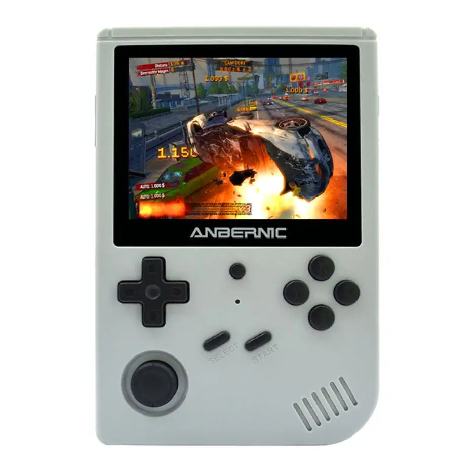 Mini console de jeu rétro gris clair anbernic avec émulateur intégré ps1 linux n64 pour consoles utilise