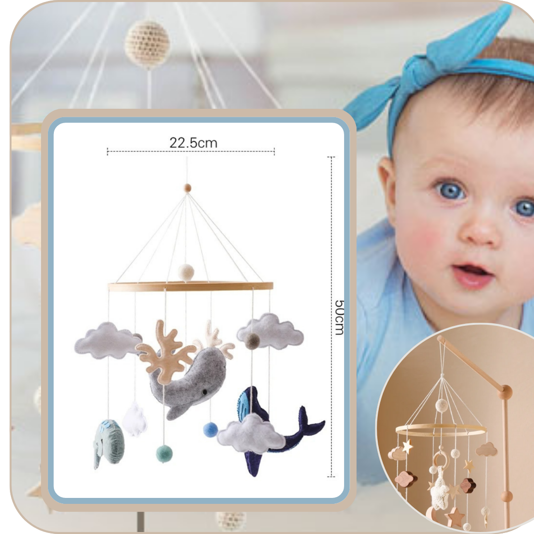 Giostrina per culla *MONDO DELLE BALENE* Decorazione per cameretta Neonato Natura Chic Boho Dolce