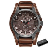 Montre-bracelet étanche quartz curren avec bracelet en cuir marron et cadran gris foncé doté d’une finition parfaite