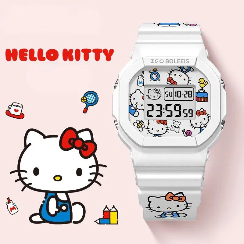 White Digital Waterproof Hello Kitty Watch