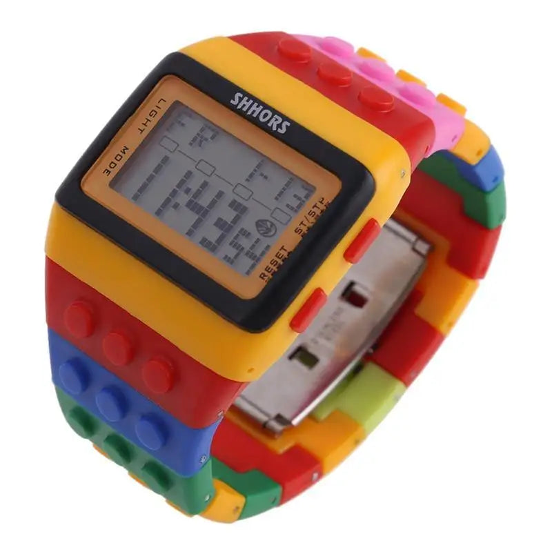 Montre Digitale LED colorée Lego Chic Unisexe au design brique tendance