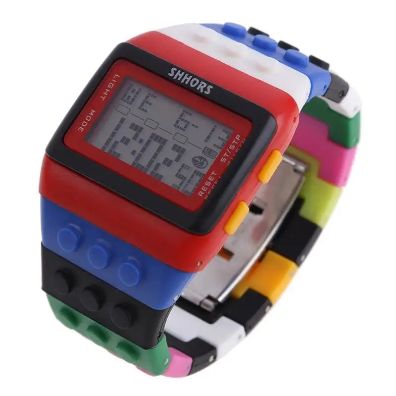 Montre Digitale LED Lego Chic Unisexe avec un design coloré et moderne