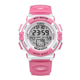 Montre digitale hello kitty rose avec écran blanc et bracelet en silicone rose hello kitty waterproof