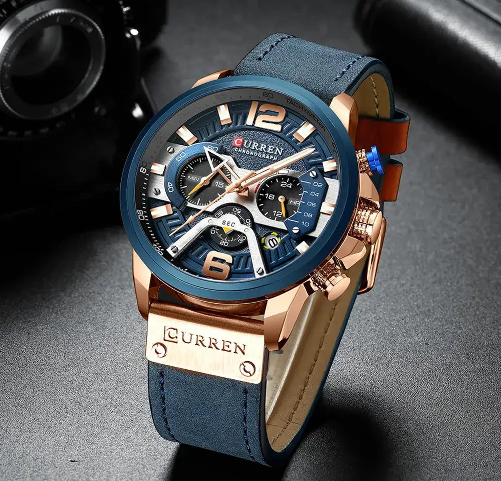 Waterproof Sport Watch Leather Strap