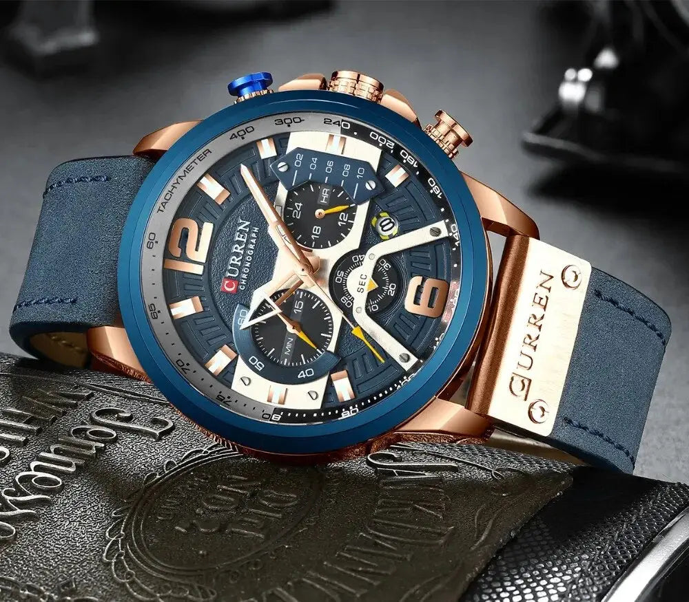 Waterproof Sport Watch Leather Strap