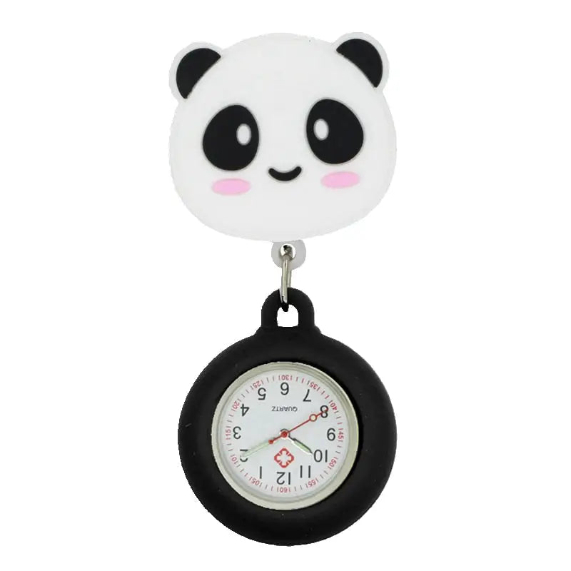 Montre de poche pour infirmières avec caoutchouc souple noir, cadran blanc et confort ultime avec prise ferme