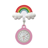 Montre de poche en caoutchouc souple rose avec clip arc-en-ciel et nuage pour une prise ferme et confort ultime