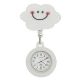 Montre de poche blanche en caoutchouc souple en forme de nuage avec visage souriant et prise ferme pour infirmières