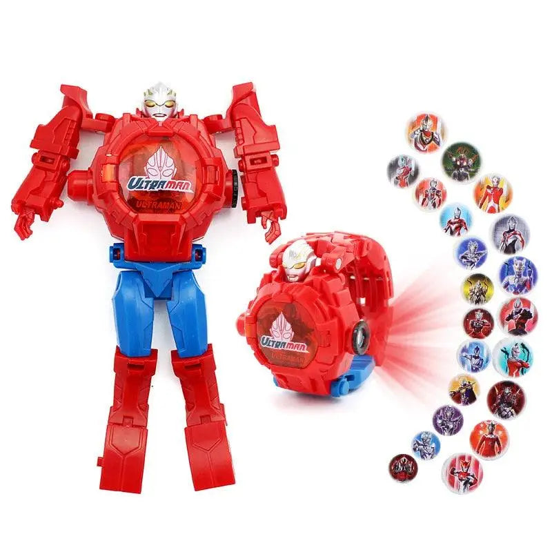 Montre robot ultraman en plastique rouge et bleu transformable avec boutons interchangeables montres transformables robots disney marvel