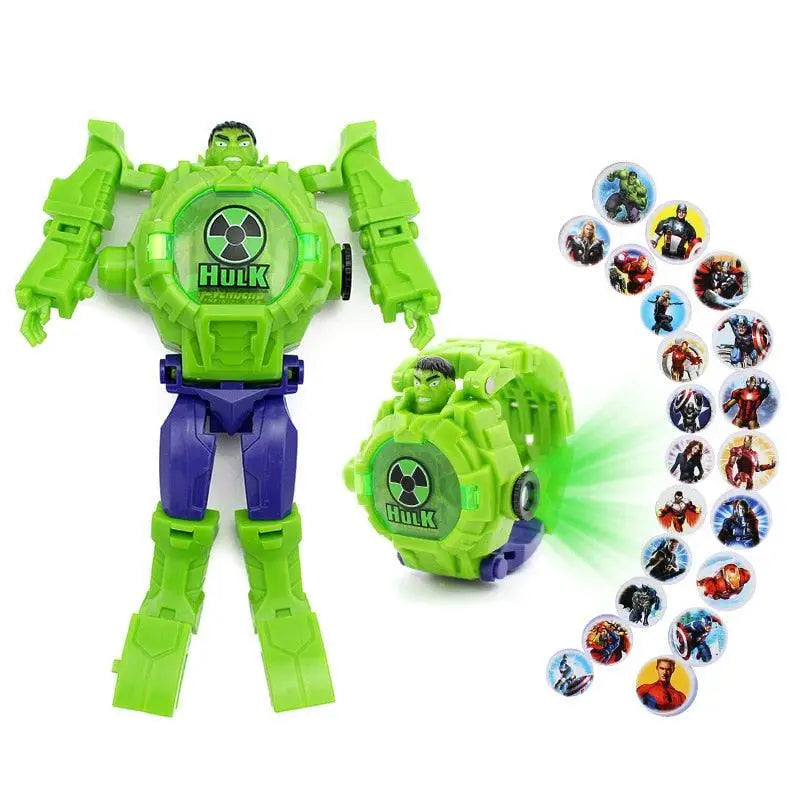 Montres transformables robots disney marvel hulk montre robot verte et violette se transformant en figurine