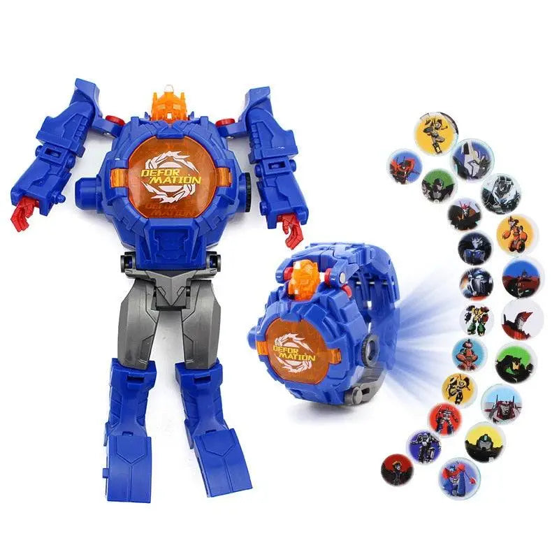 Robot toy deformable bleu et orange avec base montre transformable montres transformables robots disney marvel