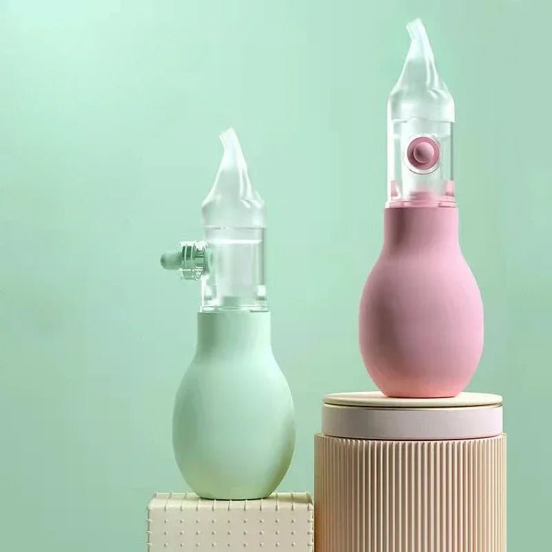 Manual nasal aspirator with silicone bulb - Green and Pink