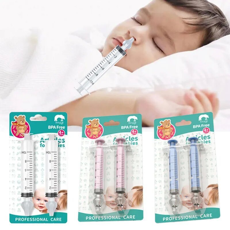 Baby nasal aspirator – Pack of 2 nasal syringes with soft silicone tip