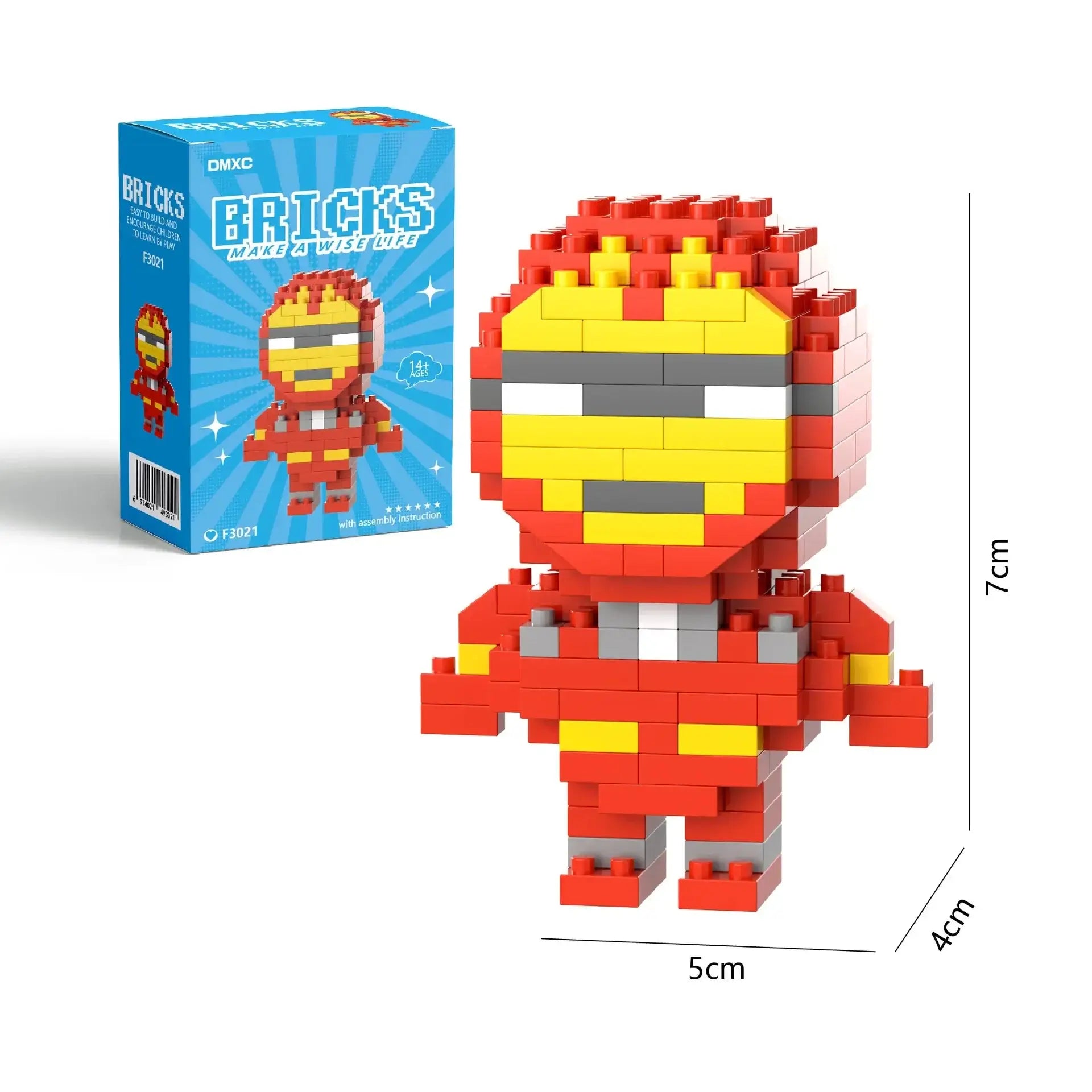 Figurine nano block super héros marvel iron man rouge et jaune en briques plastiques interconnectées