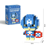 Figurine nano block super héros marvel captain america bleue et blanche en briques plastiques emboîtables pixelisée