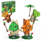 Ensemble nano bricks zelda featuring three whimsical orange and green bricks zelda botw korogu creatures in detailed block design